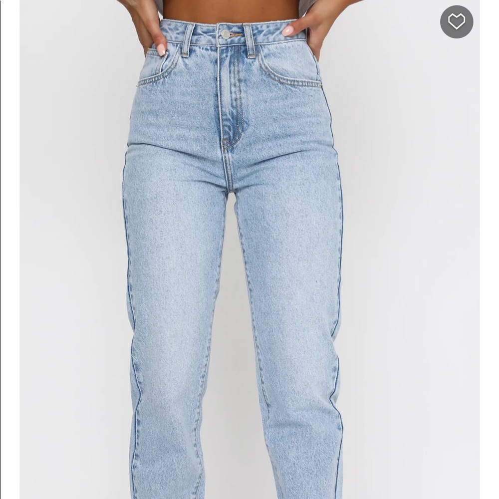 White Fox Who's That Girl Straight Leg Denim Jeans Washed Blue